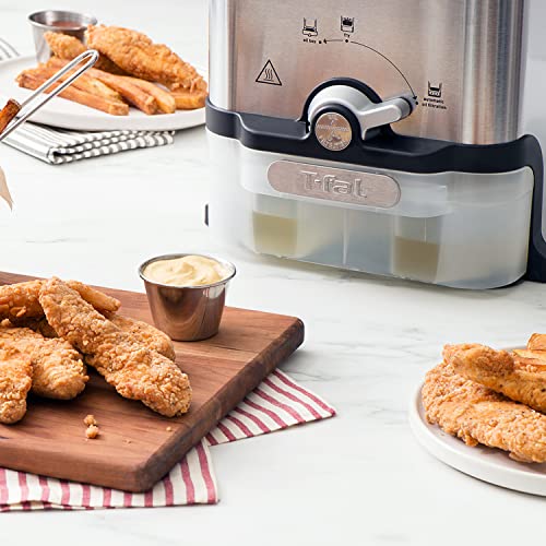 T-Fal Steel Deep Fryer with Basket 3.5 Liter Oil and 2.6 Pound Food Capacity