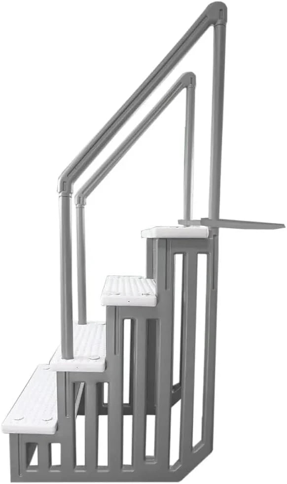 Select Anti-Slip in-Pool Steps, Gray, for Above Ground Swimming Pools, Can Mount to Decks 48" to 54" H, Safety Stairs Capacity up to 300 Lbs