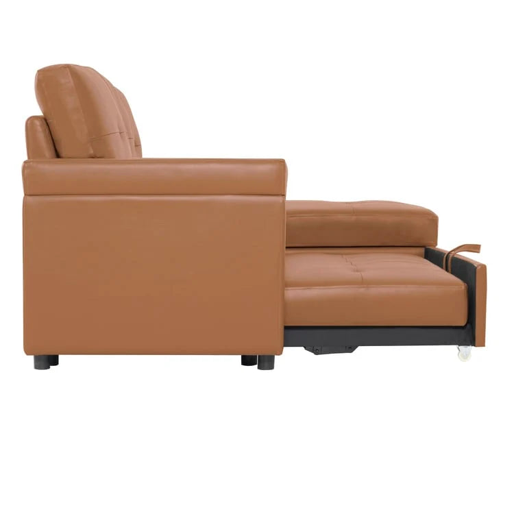 Reversible Sectional Sofa with Pull-Out Sleeper Bed, Hidden Storage Chaise, Durable Legs