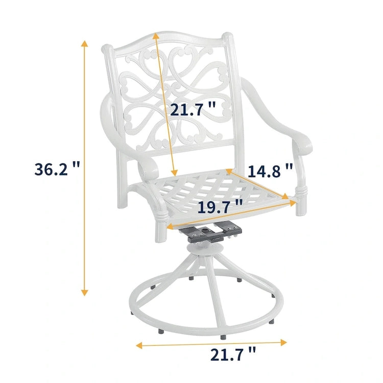 5-Piece Cast Aluminum Patio Dining Set with 4 Swivel Chair