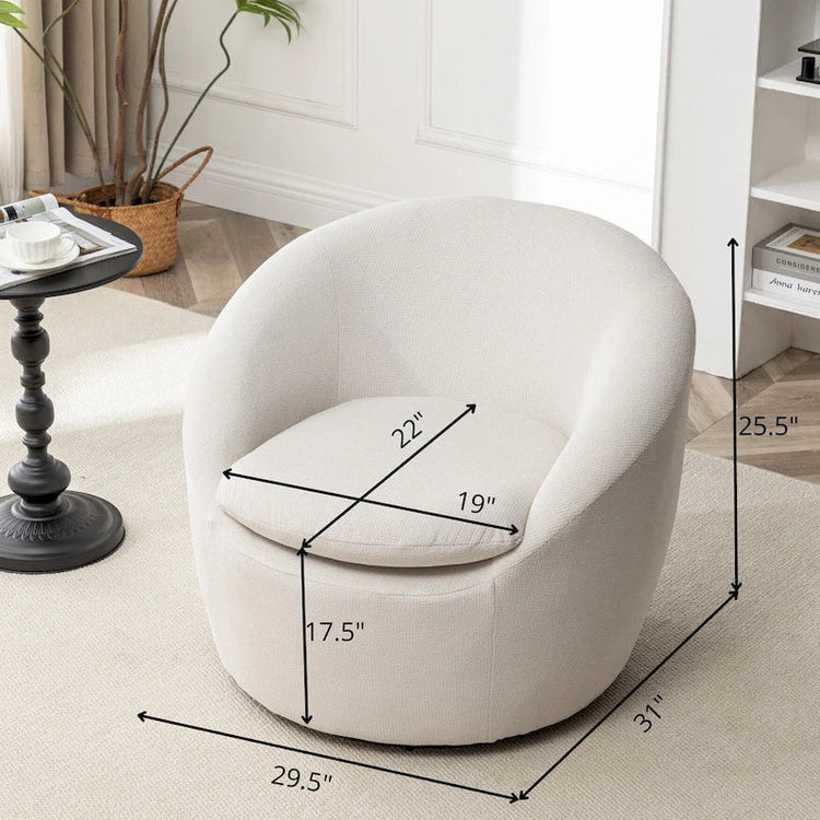 Swivel Barrel Chair - 360° Rotation - Boucle Fabric