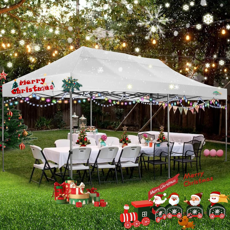 Cobizi 10x20 Heavy Duty Pop up Canopy Tent with 6 Sidewalls Easy up Commercial Outdoor Canopy Wedding Party Tents