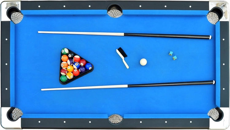6 Ft Portable Pool Table, Adults Folding Billiards Tables for Game Room with Easy Foldable Storage, Includes Full Set of Billiard Balls, Cues