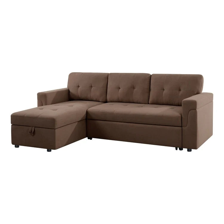 Reversible Sectional Sofa with Pull-Out Sleeper Bed, Hidden Storage Chaise, Durable Legs