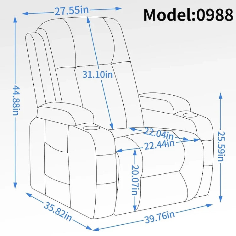 Lazy Boy Power Lift Recliner Chair, Modern Single Motor Massage Sofa Chair with Lumbar Heating, USB Charging Port, Cup Holders
