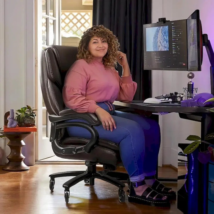 Bossin Big and Tall Executive Office Chair,500LBS Adjustable Lumbar Support Ergonomic Chair with High Back Pu Leather Computer