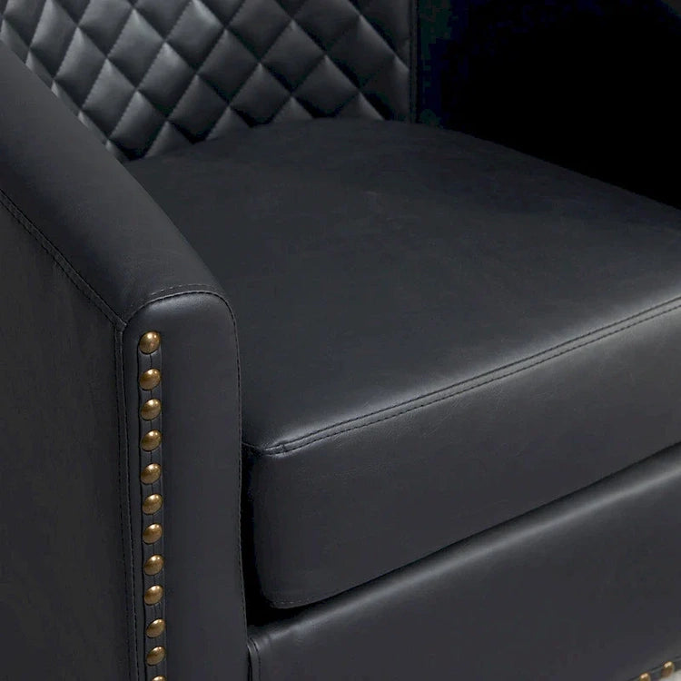 Kinwell 29 Wide Tufted Pu Leather Swivel Barrel Chair