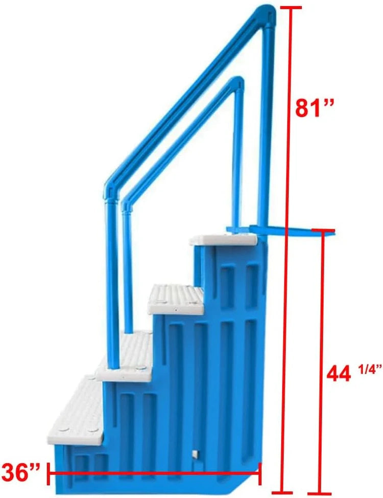 Select Anti-Slip in-Pool Steps, Gray, for Above Ground Swimming Pools, Can Mount to Decks 48" to 54" H, Safety Stairs Capacity up to 300 Lbs