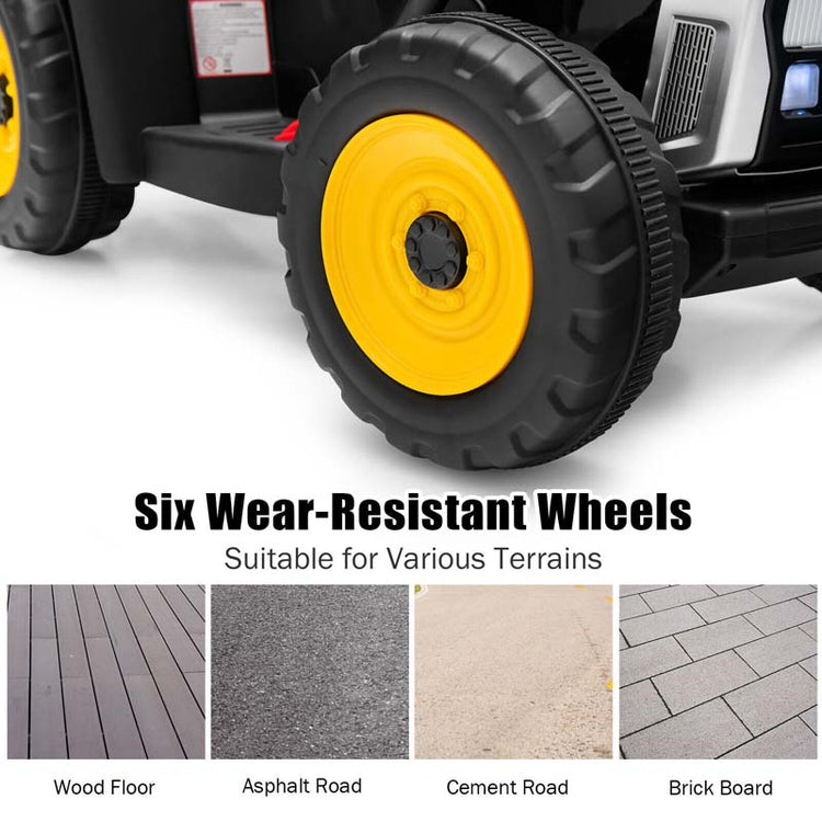 Kids Ride on Tractor W/Trailer 12V Battery Powered Electric Riding Toy Car Vehicle with 3-Gear-Shift Ground Loader