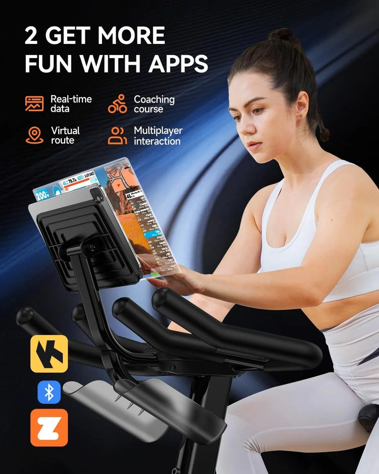 Pooboo Exercise Bike, Adjustable Magnetic/Brake Pad Resistance Silent Belt Drive, Indoor Cycling Bike for Home Cardio