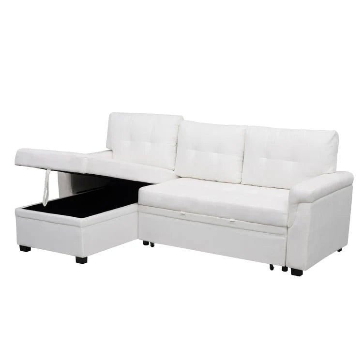 Reversible Sectional Sofa with Pull-Out Sleeper Bed, Hidden Storage Chaise, Durable Legs