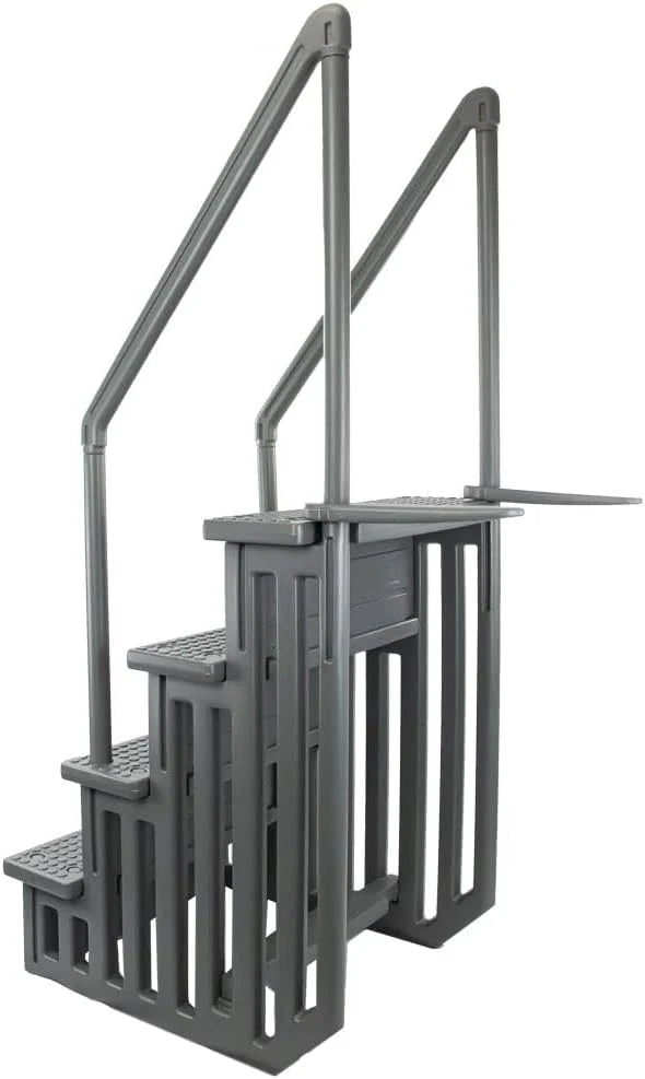Select Anti-Slip in-Pool Steps, Gray, for Above Ground Swimming Pools, Can Mount to Decks 48" to 54" H, Safety Stairs Capacity up to 300 Lbs