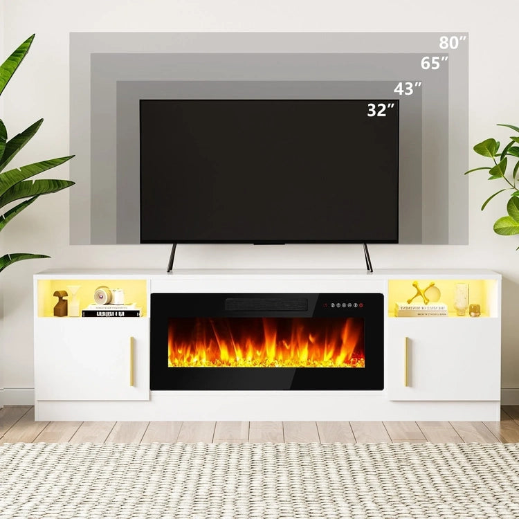 Bossin 70 Fireplace TV Stand with 36 Electric Fireplace, TV Stand for Tvs up to 80,16 Colors LED Lights/Entertainment Center