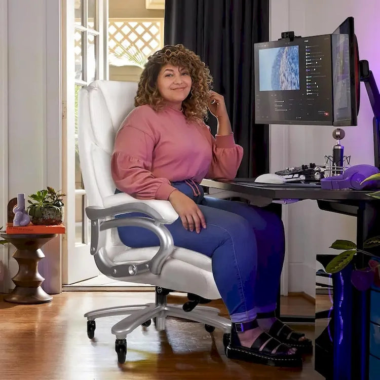 Bossin Big and Tall Executive Office Chair,500LBS Adjustable Lumbar Support Ergonomic Chair with High Back Pu Leather Computer