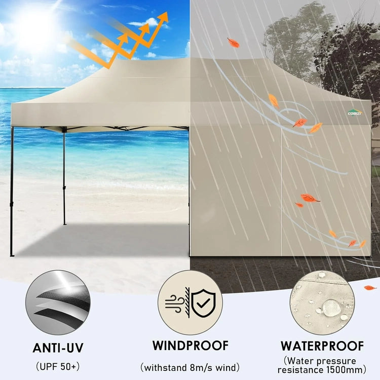 Cobizi 10x20 Heavy Duty Pop up Canopy Tent with 6 Sidewalls Easy up Commercial Outdoor Canopy Wedding Party Tents