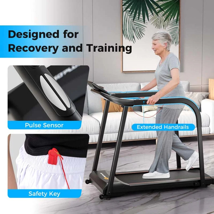 2.5 HP Walking Treadmill for Senior with Long Handrail, 300 Lbs Capacity, Recovery Fitness Exercise Machine for Home with Pulse Sensors
