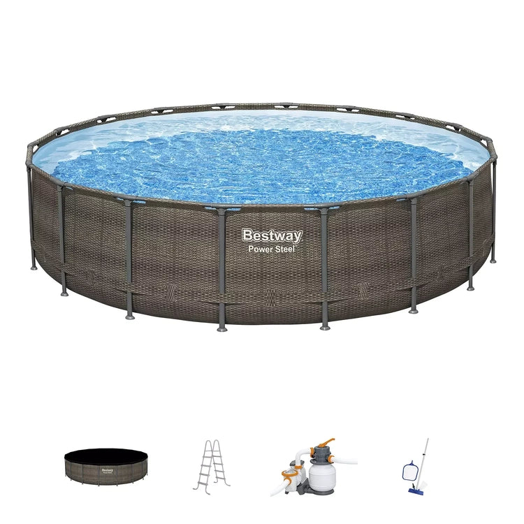Bestway Power Steel 18-Ft X 48-in Round Above-Ground Pool Set