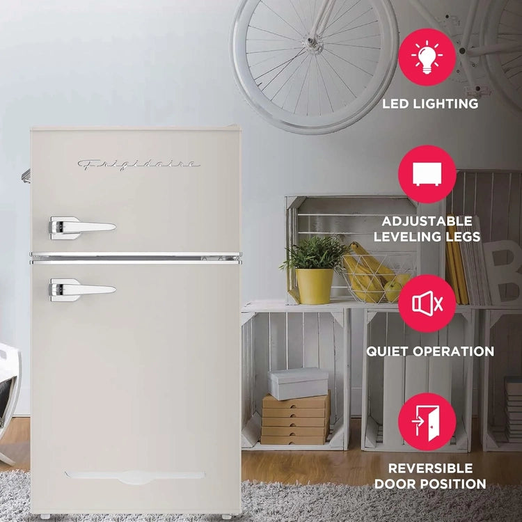 Frigidaire Retro Mini Fridge with Freezer & Side Bottle Opener-Small 2 Door Refrigerator for Office Bar or College Dorm Room-3.1 Cu. Ft