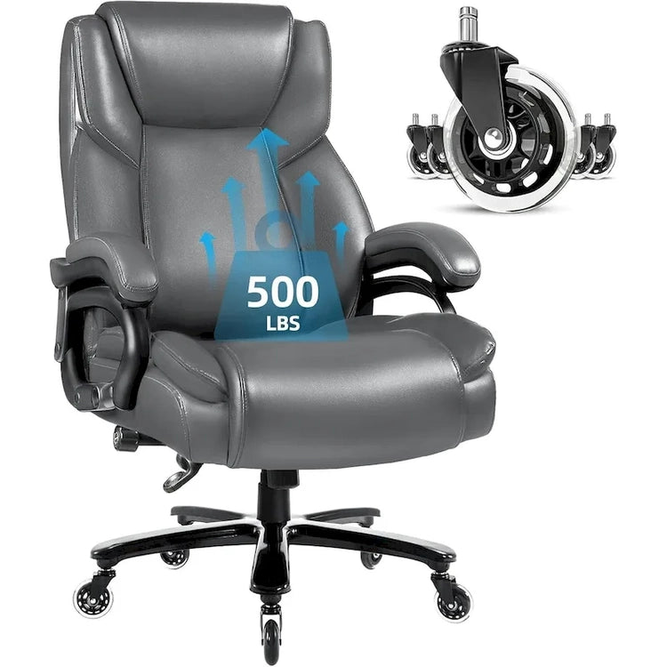 Bossin Big and Tall Executive Office Chair,500LBS Adjustable Lumbar Support Ergonomic Chair with High Back Pu Leather Computer