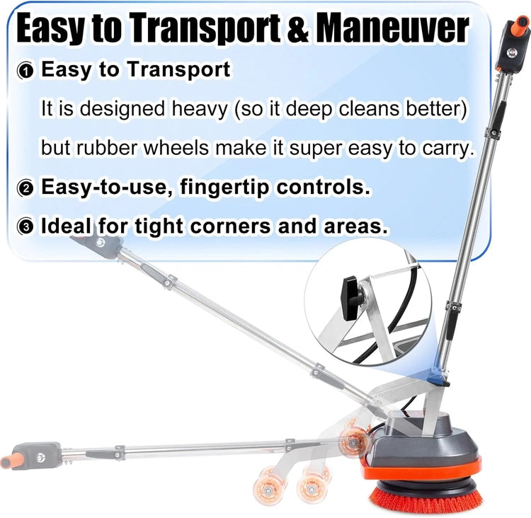Commercial Floor Scrubber Machine with Brushes and Pads, Heavy Duty Floor Buffer Polisher and Cleaner- Deep Cleaning Tile and Grout