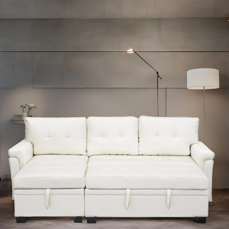 Reversible Sectional Sofa with Pull-Out Sleeper Bed, Hidden Storage Chaise, Durable Legs