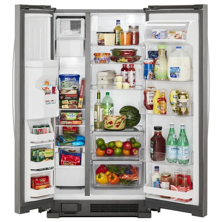 36-Inch Wide Side-by-Side Refrigerator - 24 Cu. Ft.. Stainless Steel