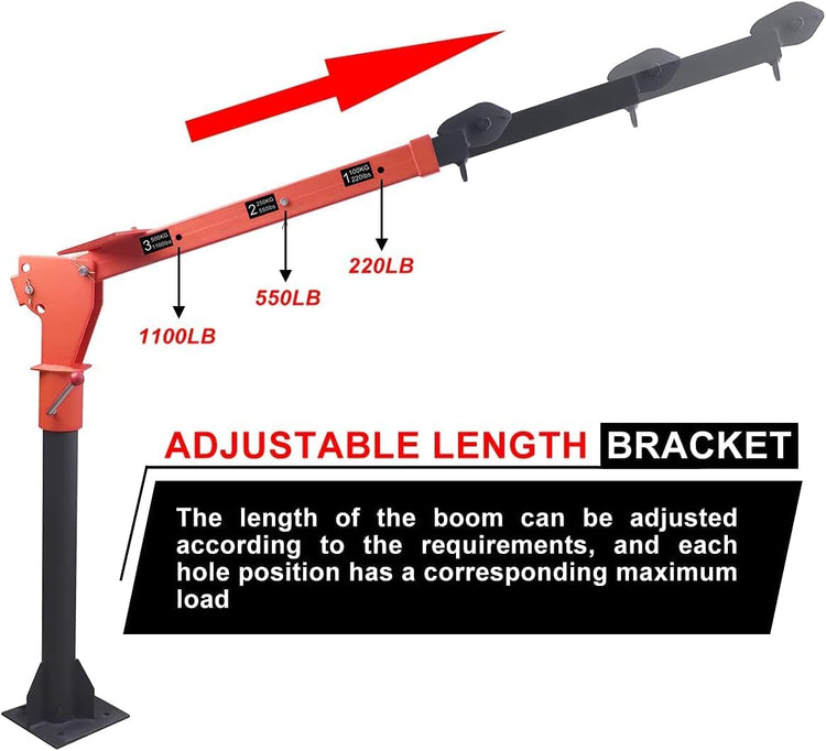 Pismire Winch Versatile 0.5T Folding Truck-Mounted Bed Crane Hoist Lift Pickup with Electric Winch 3500 Lb 12V