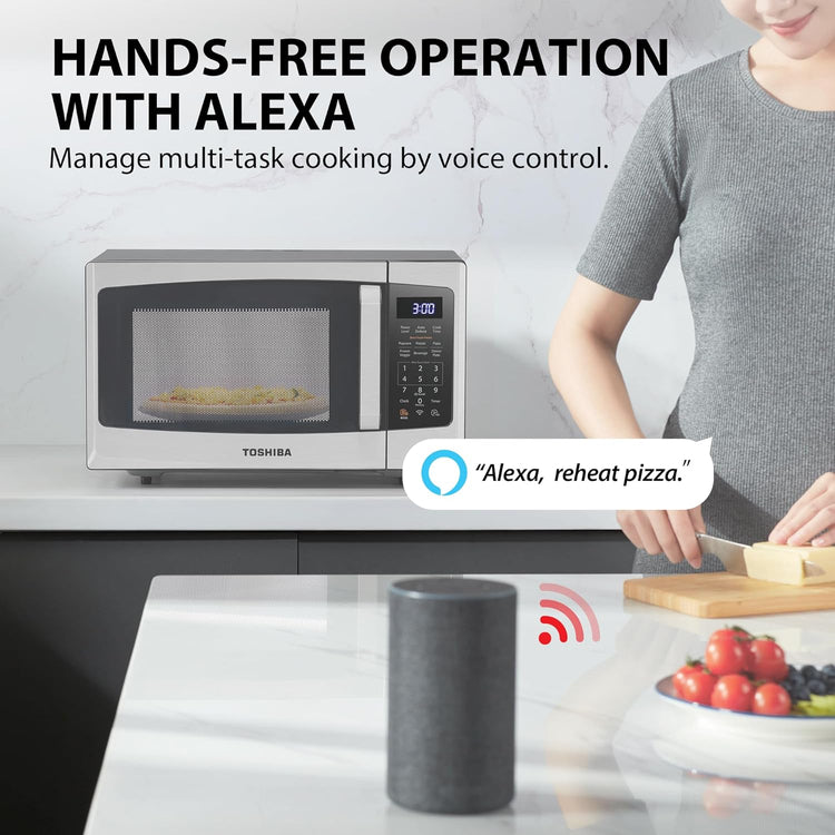 Toshiba 4-in-1 Ml-EC42P(SS) Countertop Microwave Oven, Smart Sensor, Convection, Air Fryer Combo, Mute Function, Position Memory 13.6" Turntable