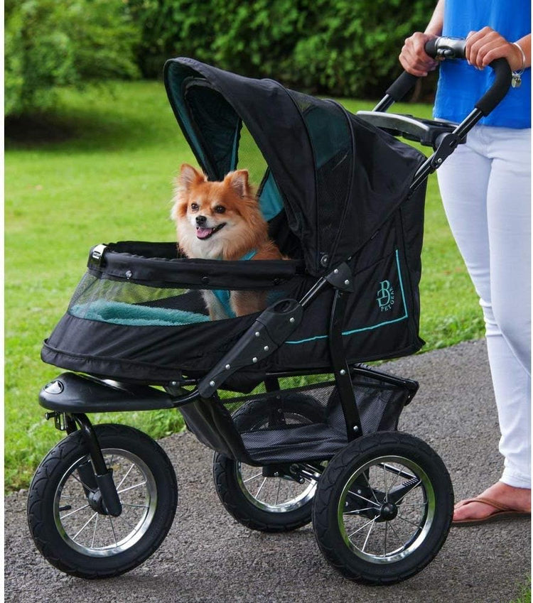 No-Zip Nv Pet Stroller for Cats/Dogs, Zipperless Entry, Easy One-Hand Fold, Gel-Filled Tires, Plush Pad + Weather Cover Included, 3 Colors