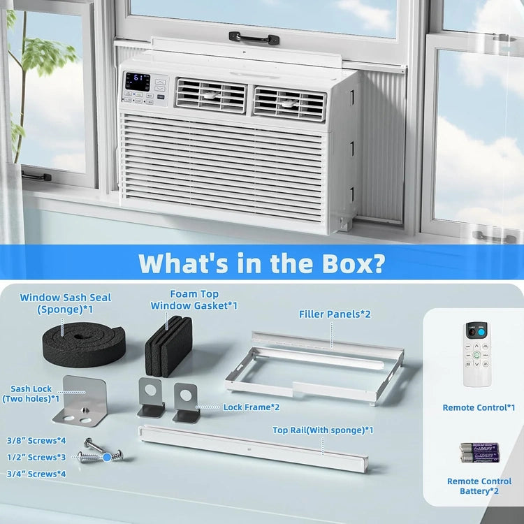 Antarctic Star 12,000 BTU U-Shaped Window Air Conditioner Unit Cools up to 550 Sq.Ft. with 6 Modes 24H Timer, Window AC Units
