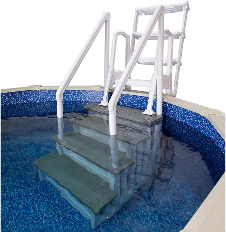 Select Anti-Slip in-Pool Steps, Gray, for Above Ground Swimming Pools, Can Mount to Decks 48" to 54" H, Safety Stairs Capacity up to 300 Lbs