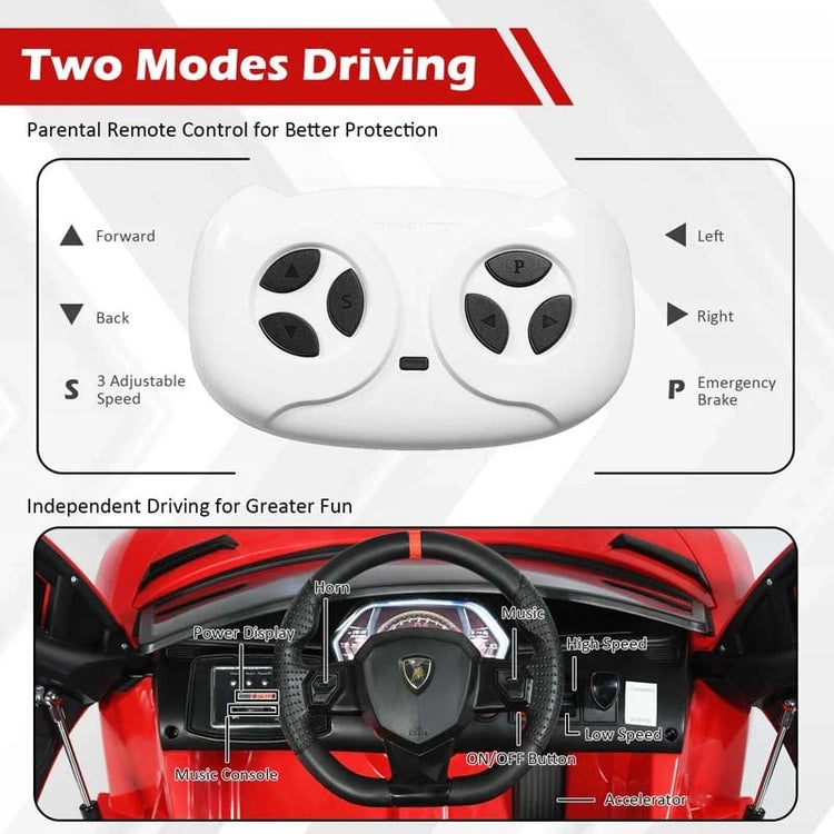 Licensed Lamborghini Svj Kids Ride-on Car, 12V Battery Powered Sports Car Toy with Trunk & Remote