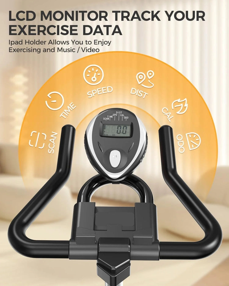 Pooboo Exercise Bike, Adjustable Magnetic/Brake Pad Resistance Silent Belt Drive, Indoor Cycling Bike for Home Cardio