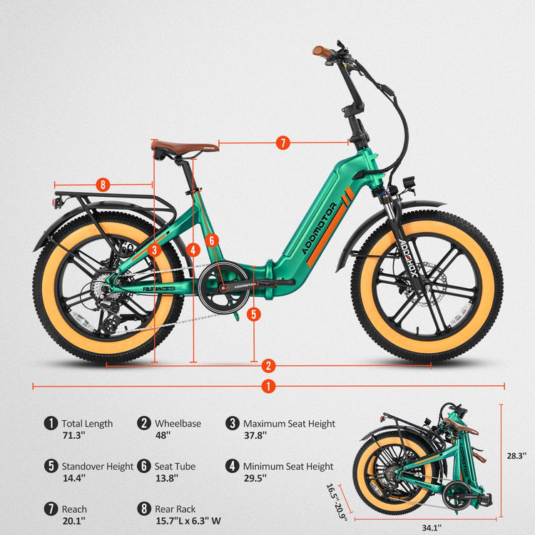 Addmotor Electric Bike for Adults, 750W Folding Electric Bike, 20'' Step-Thru Strong Frame Fat Tire M-160 Electric Bicycle 100 Mi Long Range Foldable