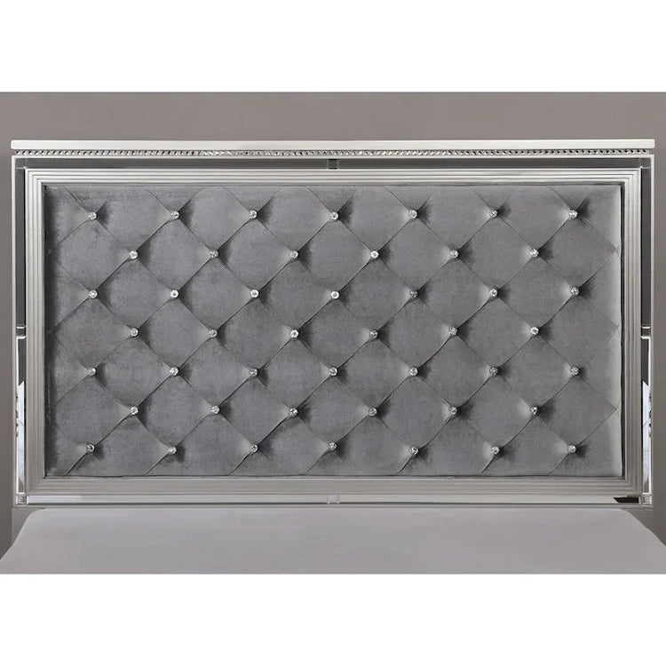 Seleena Glam Silver Wood 5-Piece Tufted Panel Bedroom Set with USB Port by Furniture of America