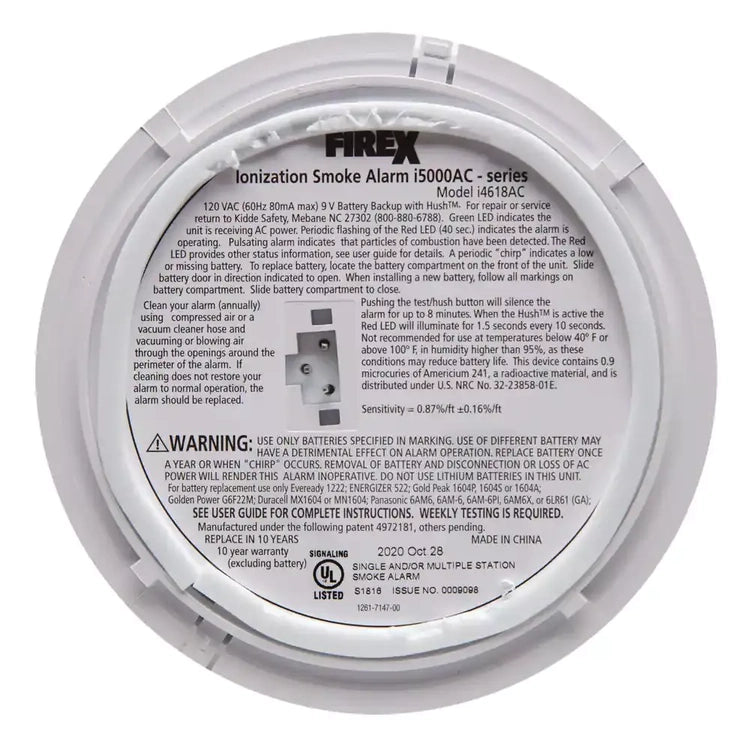 i4618 4-Pack Hardwired Smoke Alarm with Ionization Sensor, 120V AC, 9V Battery Backup