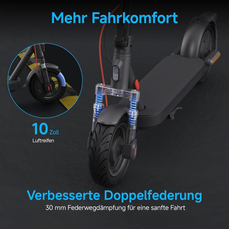 Xiaomi E-Scooter with German Road Legal (Max 20 Km/H, up to 70 Km Range & 25 Percent Incline, Pneumatic Tyres, Dual Brakes, Display, Aluminium Body