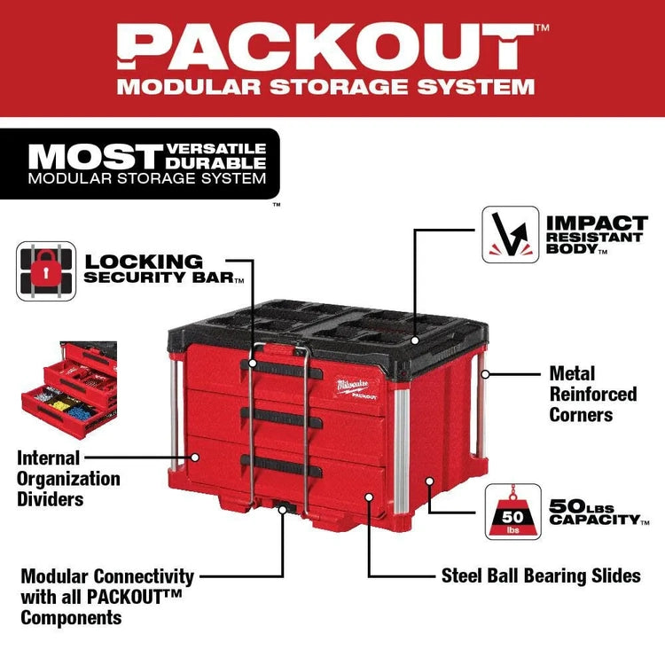 Mw Packout 3-Drawer Tool Box 48-22-8443