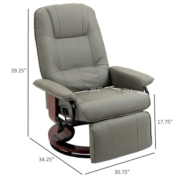 Homcom Faux Leather Adjustable Manual Swivel Base Recliner Chair with Comfortable and Relaxing Footrest