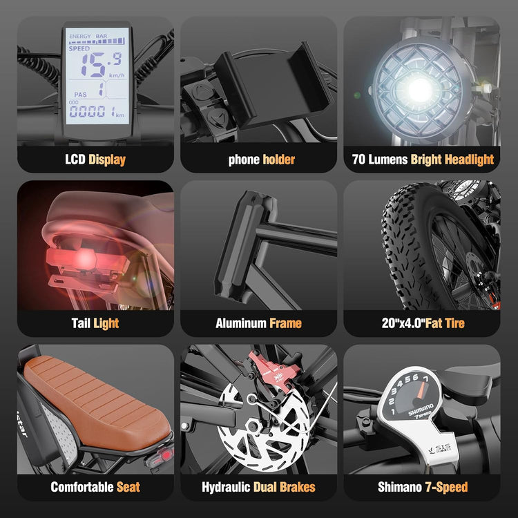 Electric Bike Q20,2000W, 37Mph, 20" Fat Tires