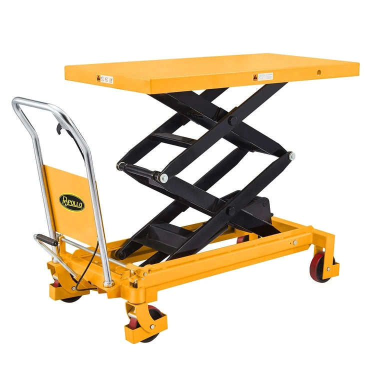 Hydraulic Lift Table Cart - 770 Lbs Capacity, 51" Max Height, Double Scissor Lift with Safety Guard & 4 Wheels