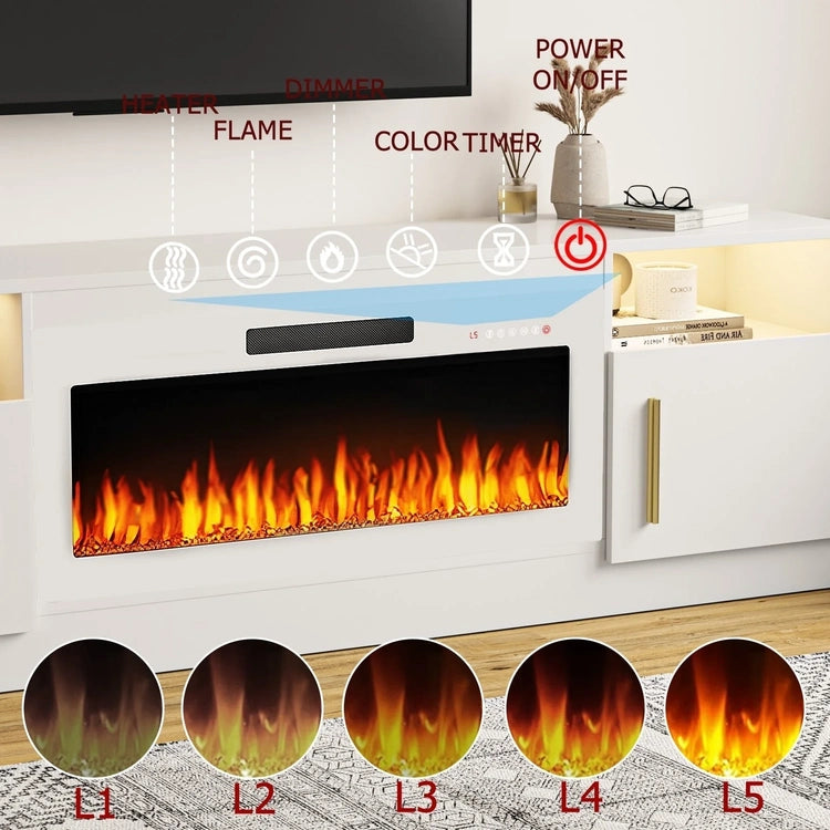 Bossin 70 Fireplace TV Stand with 36 Electric Fireplace, TV Stand for Tvs up to 80,16 Colors LED Lights/Entertainment Center
