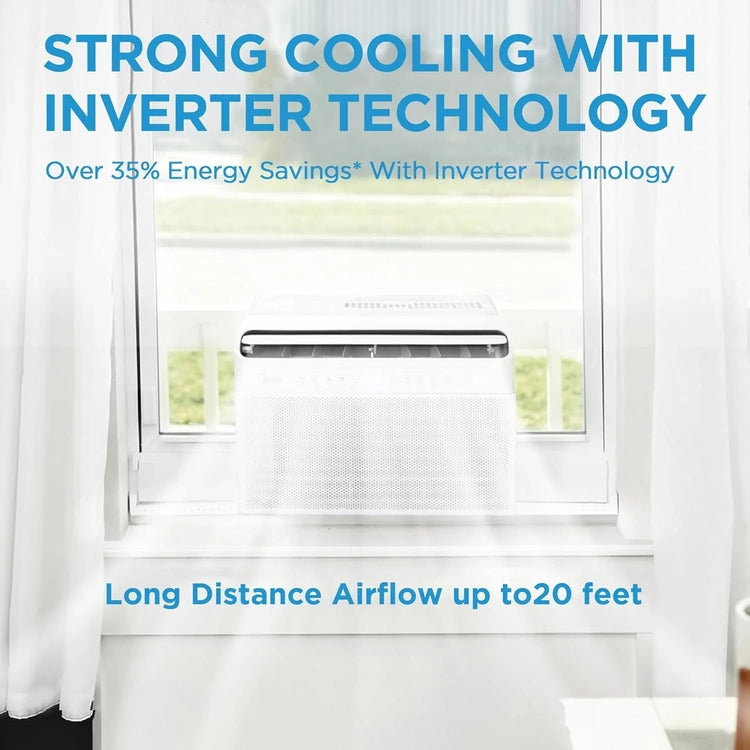 8,000 BTU U-Shaped Smart Inverter Air Conditioner - Cools up to 350 Sq. Ft., with Open Window Flexibility, Compatible with Alexa