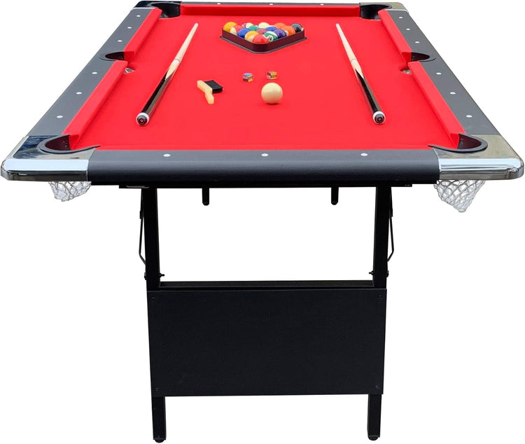 Hathaway Fairmont 6 Ft Portable Pool Table, Adults Folding Billiards Tables for Game Room with Easy Foldable Storage