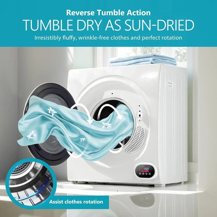 Compact Laundry Dryer, 3.5 Cu. Ft. Front Load Stainless Steel Clothes Dryers with Exhaust Pipe, 1500W