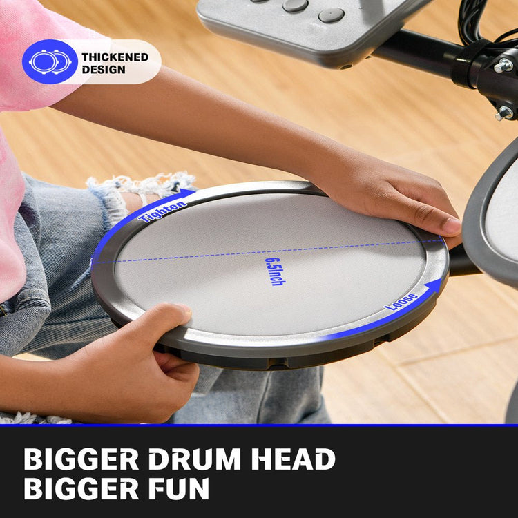 Donner Ded-70 Kids Electric Drum Set, 68+ Sounds, Quiet Mesh Pads, Portable, Includes Sticks & Headphones