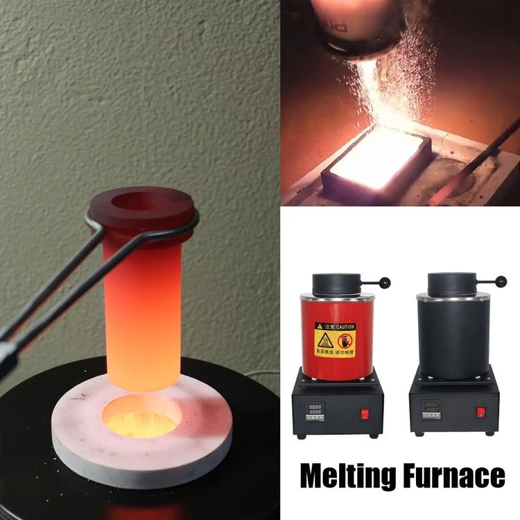 2KG Gold Melting Furnace,1400W 2000F Digital Electric Melting Furnace with Graphite Crucible for Melt Scrap, Silver, Gold, Copper