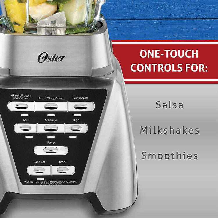 Oster Blender, Pro 1200 with Glass Jar, 24-Ounce Smoothie Cup, Brushed Nickel
