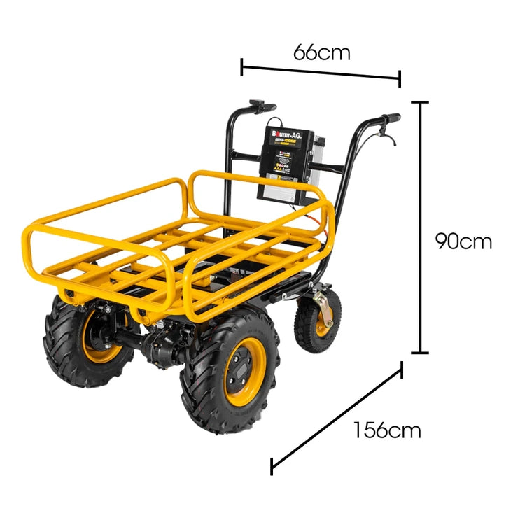 Baumr-Ag 40V Battery Powered Material Handling Dumper Wheelbarrow Motorised Electric, 300kg Capacity