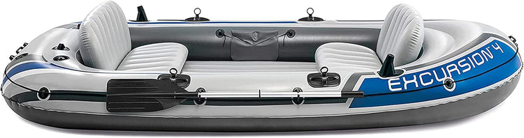 Excursion Inflatable Boat Series, Includes Deluxe 54in Boat Oars and High-Output Pump - Supertough PVC - Adjustable Seats with Backrest
